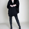 faux fur sleeved black poncho- front