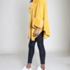 faux fur sleeved yellow poncho- side