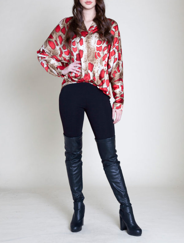 RED SNAKE PRINT BLOUSE- FRONT