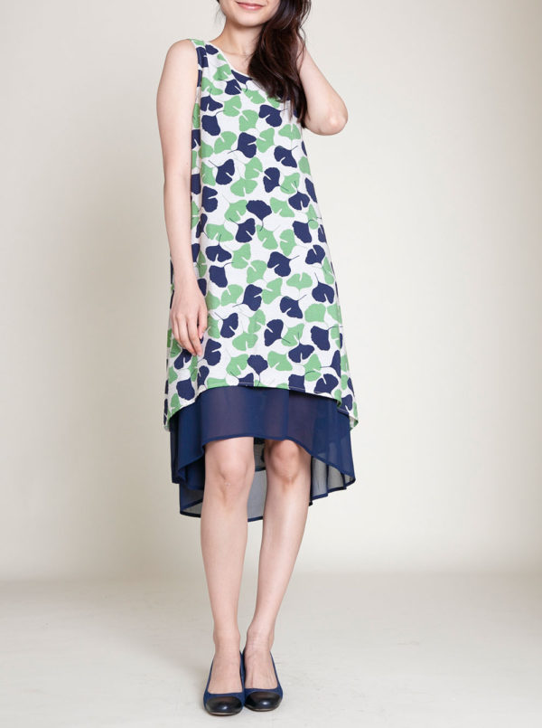 GREEN PRINTED DRESS- FRONT