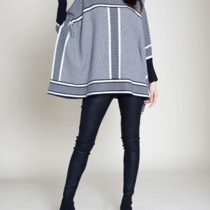 BLACK AND WHITE STRIPED KNIT SWEATER- FRONT