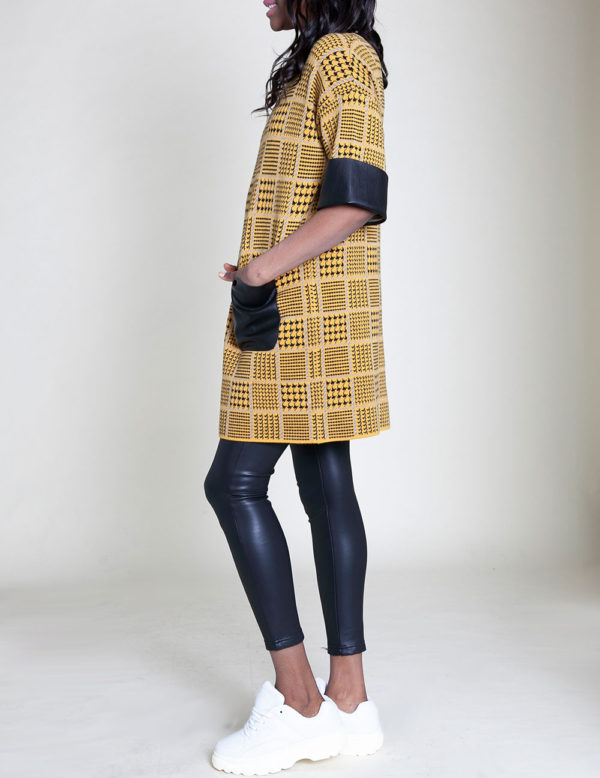 mustard plaid tunic top- side