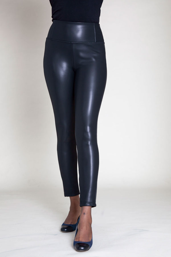 faux leather black jeggings- front