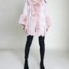pink plaid faux fur poncho- front