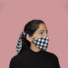 black and white gingham bow mask- sifr
