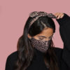 brown leopard animal print bow mask- front