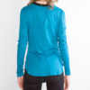 teal draped front top faux leather neck top- back