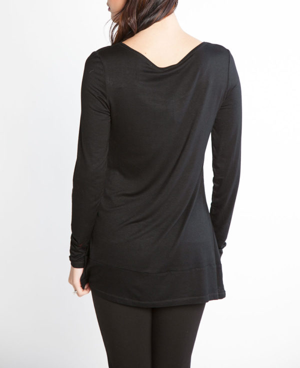 black and grey color blocked long sleeve top- back