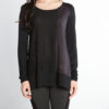 black and grey color blocked long sleeve top- front