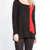 black and red color blocked long sleeve top- front