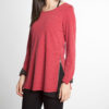 red and black chiffon side long sleeve top- side