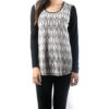 BLACK AND WHITE PRINTED LONG SLEEVE TOP- FRONT