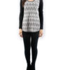BLACK AND WHITE PRINTED LONG SLEEVE TOP- FRONT
