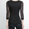 mesh sleeve ruched front black top- back