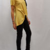 knot front high low yellow striped tshirt- side