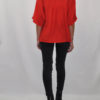 FRONT PLEAT V NECK RED TEE- BACK