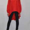 BALLOON SLEEVE HIGH LOW CORAL TUNIC TOP- FRONT