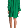 elastic neck kelly green tunic dress with ruffle sleeves- back