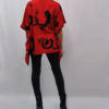 PRINTED ASYMMETRICAL OVERSIZED RED TOP- BACK
