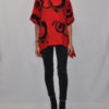 PRINTED ASYMMETRICAL OVERSIZED RED TOP- FRONT