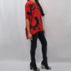 PRINTED ASYMMETRICAL OVERSIZED RED TOP- SIDE