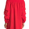 elastic neck coral tunic dress with ruffle sleeves- back