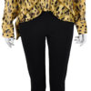ANIMAL PRINTED FRONT PLEAT YELLOW BLOUSE