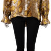 SNAKE PRINTED BELL SLEEVE YELLOW BLOUSE