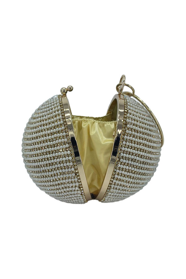 gold pearl sphere clutch