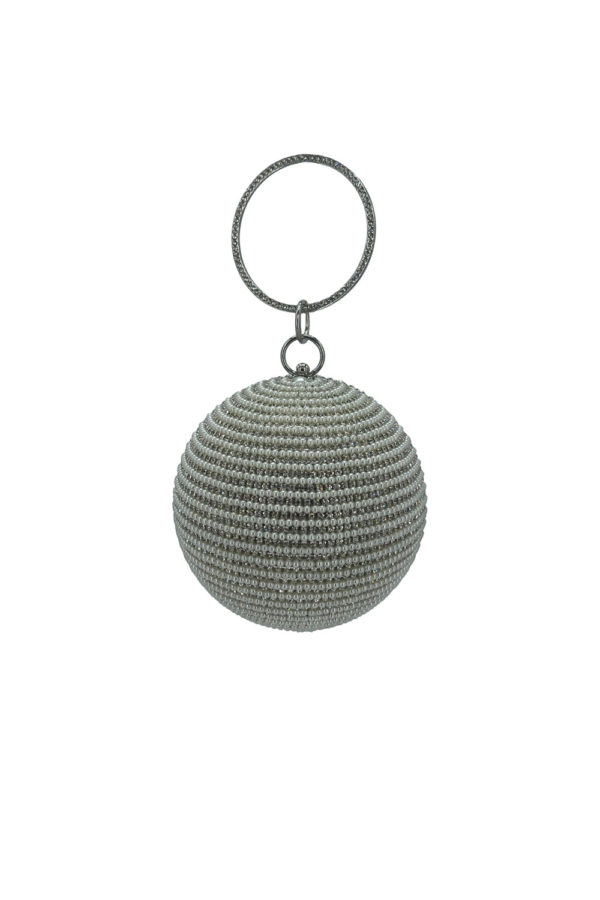 silver pearl sphere clutch