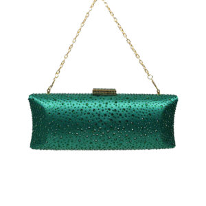 green crystal embellished clutch