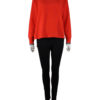 RED CONTRAST COLOR KNIT CREW NECK SWEATER