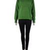 GREEN CONTRAST COLOR KNIT CREW NECK SWEATER