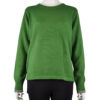 GREEN CONTRAST COLOR KNIT CREW NECK SWEATER