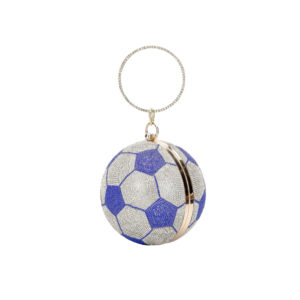 blue crystal soccer ball clutch