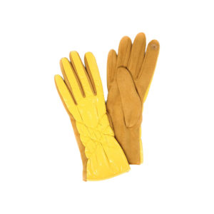 YELLOW PUFFER FRONT WINTER GLOVES