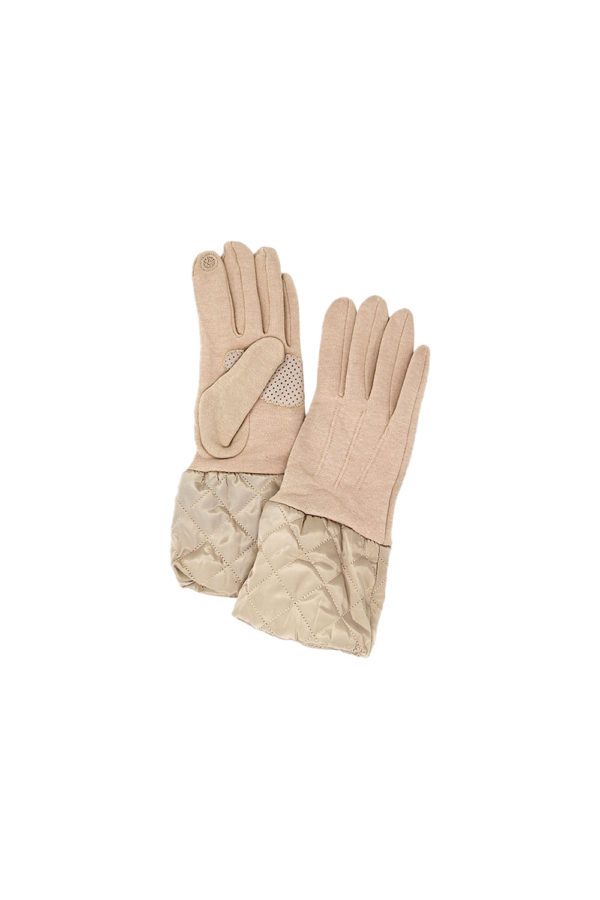 TAUPE HALF PUFFER GLOVES