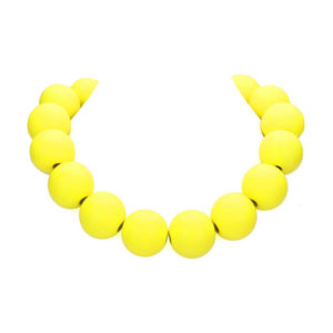 YELLOW WOOD BEAD STATEMENT NECKLACE