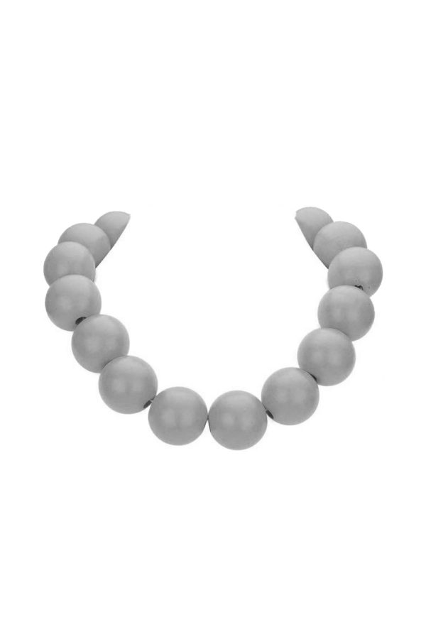 GREY WOOD BEAD STATEMENT NECKLACE