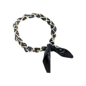BLACK PRINTED CHAIN SCARF NECKLACE