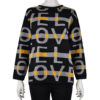yellow love print knit sweater