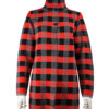RED CHECK PRINT KNIT OPEN SWEATER
