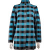 TEAL CHECK PRINT KNIT OPEN SWEATER