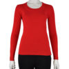 red scoop neck long sleeve knit top