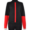 BLACK AND RED COLORBLOCKED TURTLENECK SWEATER