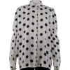 WHITE BLOUSE WITH POLKA DOT PRINT AND SMOCK SLEEVE DETAIL