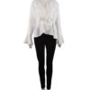 white wrap ruffle bell sleeve top