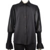 BLACK BLOUSE WITH SMOCK SLEEVE DETAIL