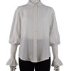 WHITE BLOUSE WITH SMOCK SLEEVE DETAIL