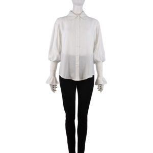 WHITE BLOUSE WITH SMOCK SLEEVE DETAIL